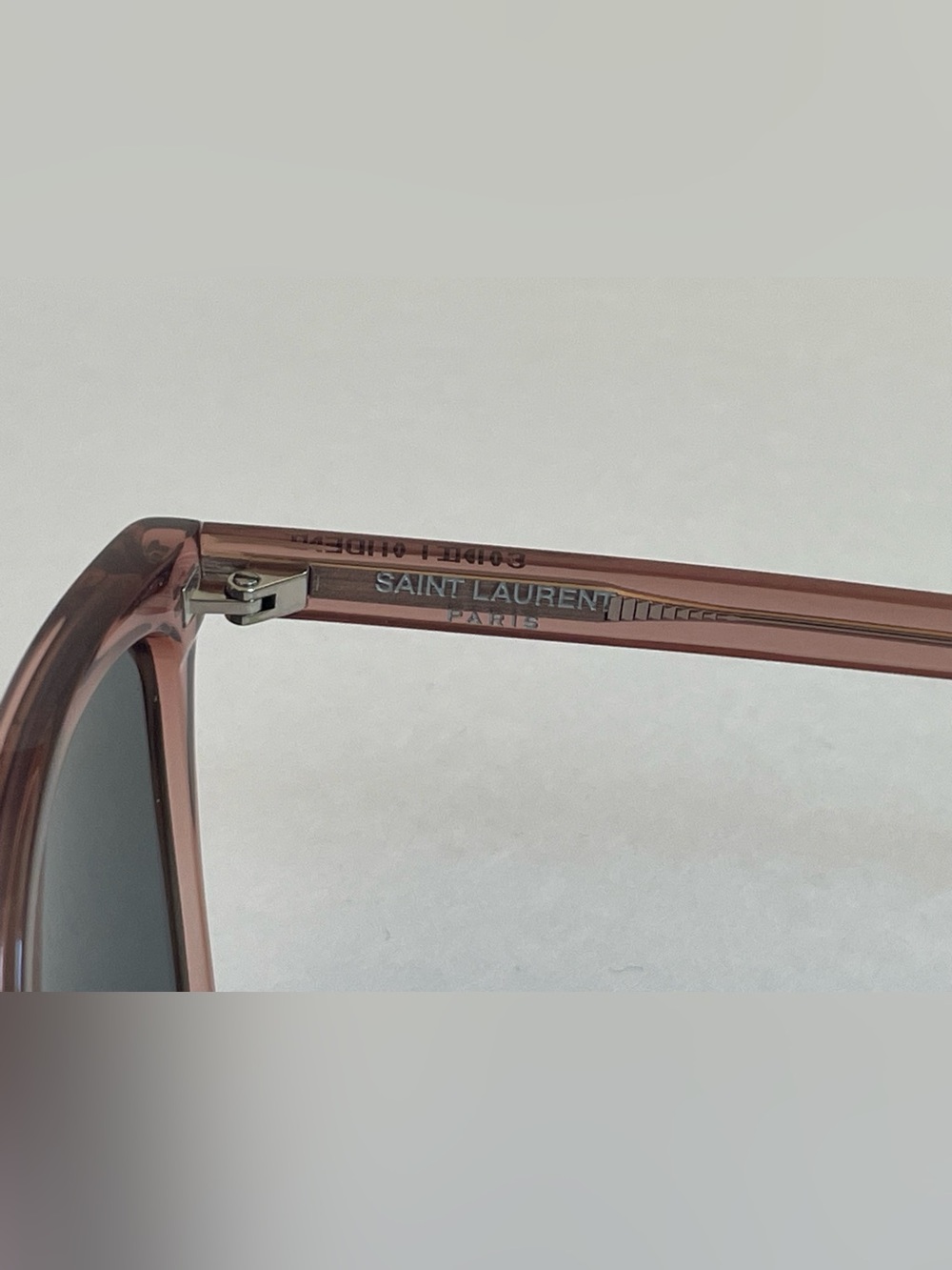 Authentic YSL Saint Laurent Blush Square Frame Sunglasses with Dark Lenses - Picture 3 of 7
